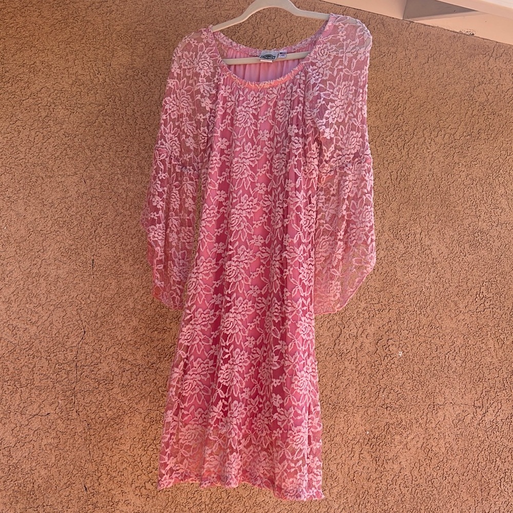 Pink Floral Lace Dress